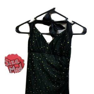 Finesse prom dress green sequin knee length halter